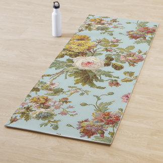 Regina Vintage Rose Flowers Blue Design Yoga Mat