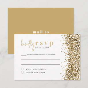 REGINA Yellow Gold Glitter Sequins Disco RSVP Card