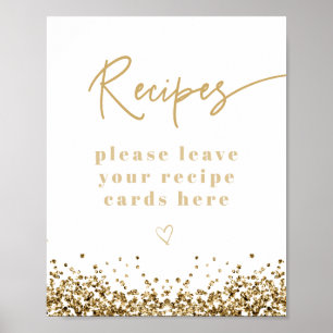 REGINA Yellow Gold Sequins Bridal Shower Recipes Poster