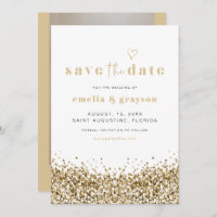 REGINA Yellow Gold Sequins Glitter Save The Date