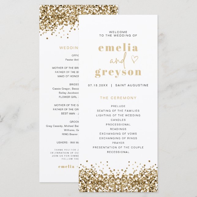 REGINA Yellow Gold Sequins Long Wedding Program (Front/Back)