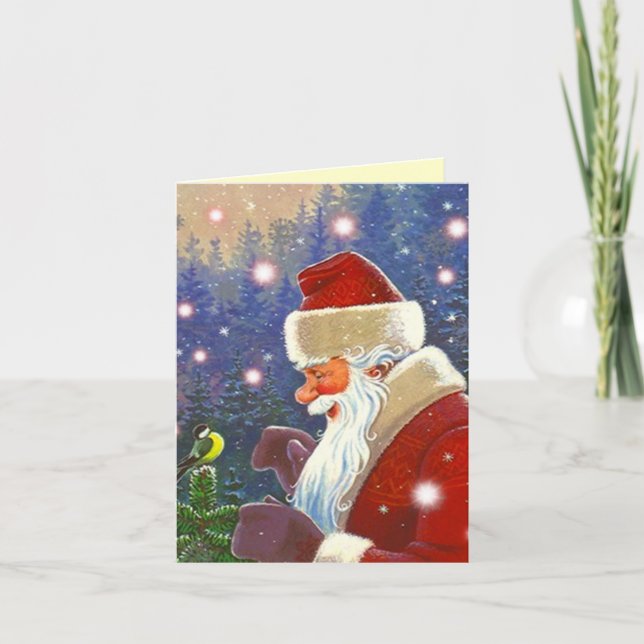 Région boisée Père Noël et carte de vacances de (Devant)