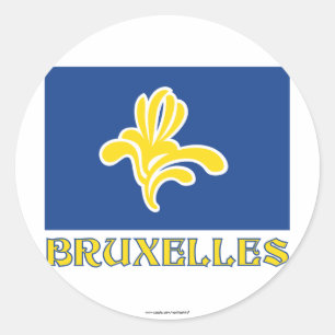 Region of Brussels Flag with Name (French) Classic Round Sticker