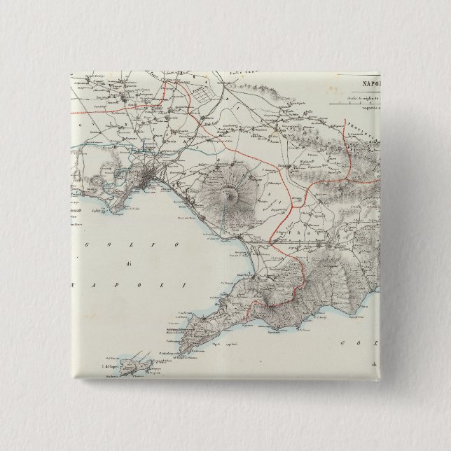 Region of Naples Italy 2 Inch Square Button (Front)