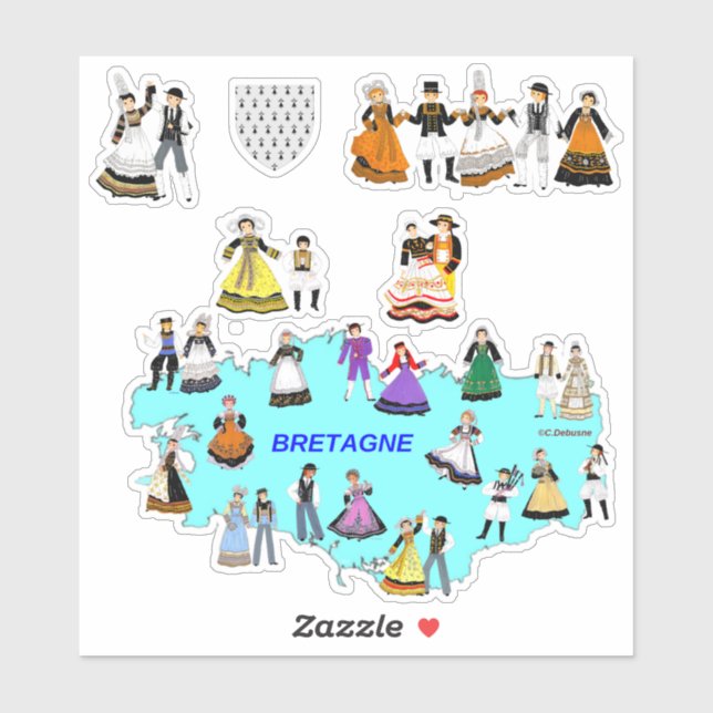 Regional Costumes of Brittany, France (Sheet)