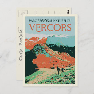 Regional park Vercors colourful illustration Franc Postcard