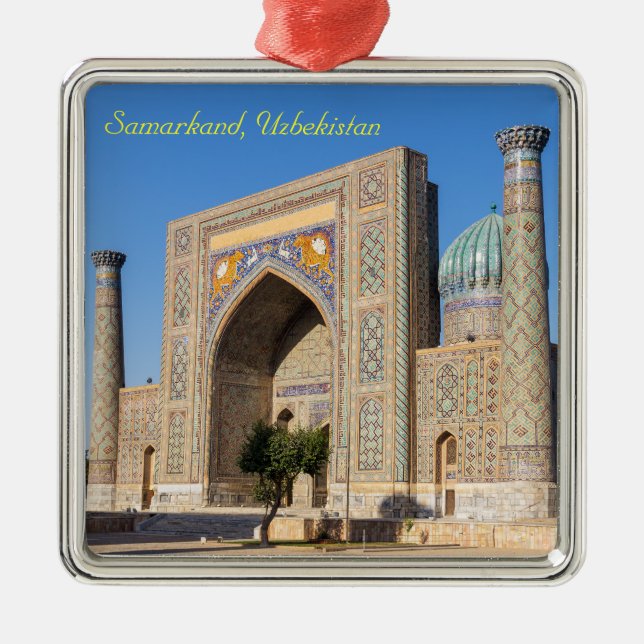 Registan square at sunset - Samarkand, Uzbekistan Metal Ornament (Front)