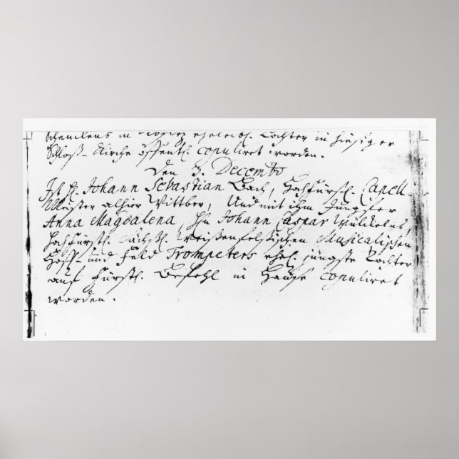 Register of Bach's wedding to Anna Poster (Front)