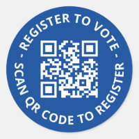 Register to vote custom scannable QR Code blue