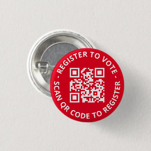 Register to vote custom scannable QR Code red 1 Inch Round Button