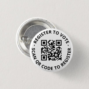 Register to vote custom scannable QR Code white 1 Inch Round Button