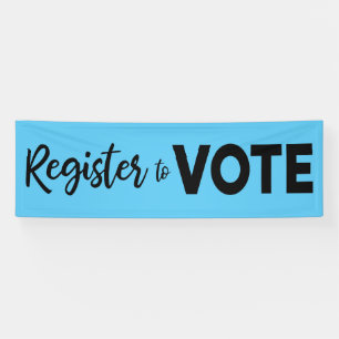 Register to Vote–modern black typography on blue Banner