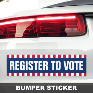 Register to vote political election striped border bumper sticker
