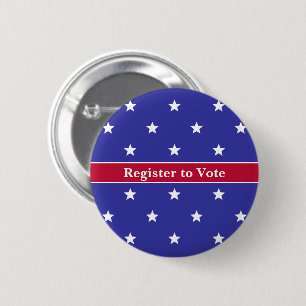 Register to Vote Red White and Blue Star Pattern 2 Inch Round Button