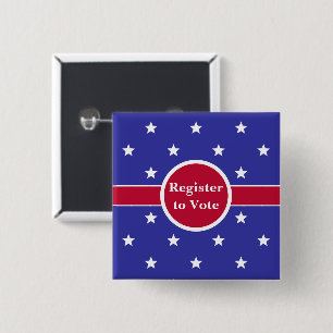 Register to Vote Red White and Blue (Stars) 2 Inch Square Button