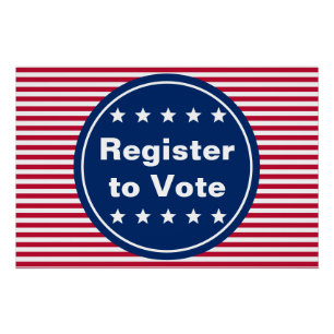 Register to Vote Red White and Blue Striped Poster