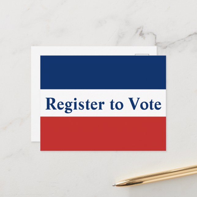 Register to Vote Red White and Blue Stripes Postcard (Front/Back In Situ)