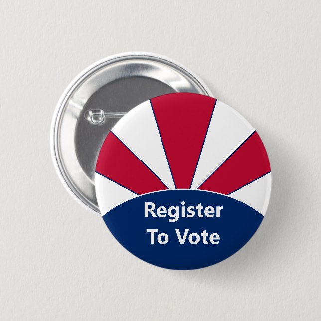Register to Vote Red White and Blue Sunburst 2 Inch Round Button (Front & Back)