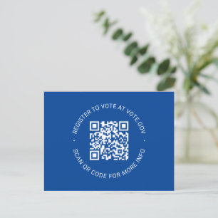 Register to vote scannable QR Code custom blue Postcard