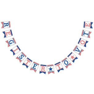 Register To Vote Stars and Stripes Red White Blue Bunting Flags