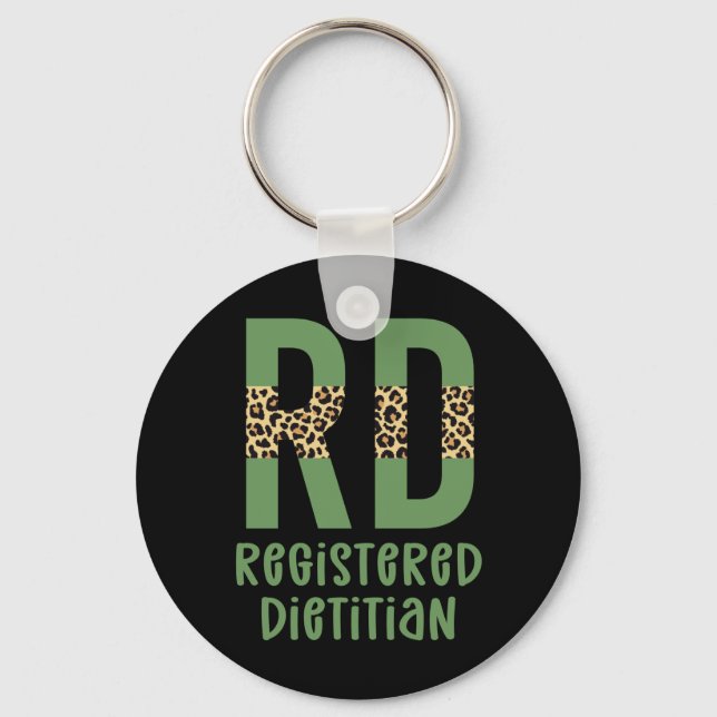 Registered Dietician Cheetah print RD Gifts Keychain (Front)