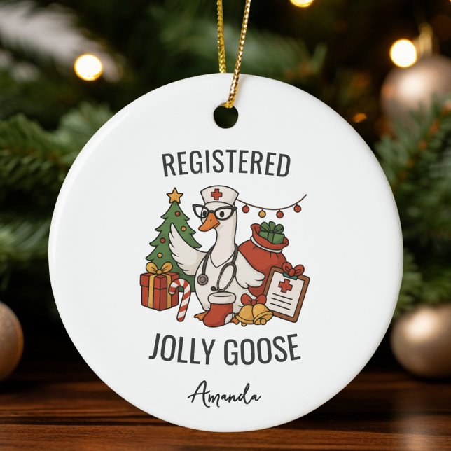 Registered Jolly Goose Custom Nurse Christmas Ceramic Ornament (Creator Uploaded)