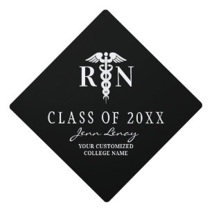 Registered Nurse Black Medical Caduceus Class of  Graduation Cap Topper