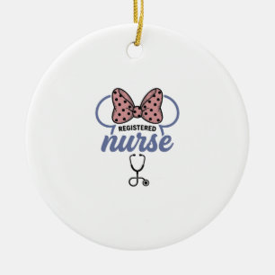 Registered Nurse Bow Stethoscope Vintage Graphic_1 Ceramic Ornament