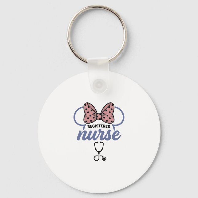 Registered Nurse Bow Stethoscope Vintage Graphic_1 Keychain (Front)