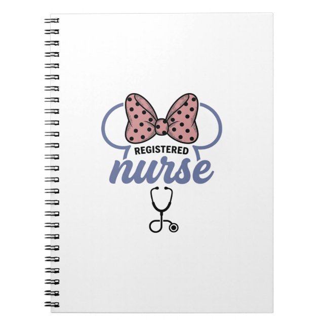 Registered Nurse Bow Stethoscope Vintage Graphic_1 Notebook (Front)