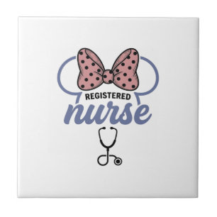 Registered Nurse Bow Stethoscope Vintage Graphic_1 Tile