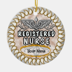 Registered Nurse Caduceus Ceramic Ornament