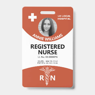 Registered nurse caduceus, logo terracotta photo  badge