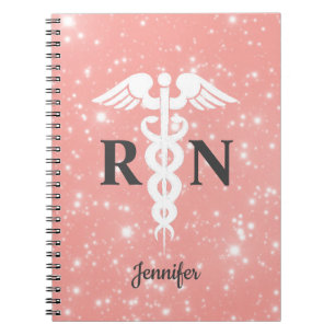 Registered Nurse Caduceus Pink Personalized Notebook