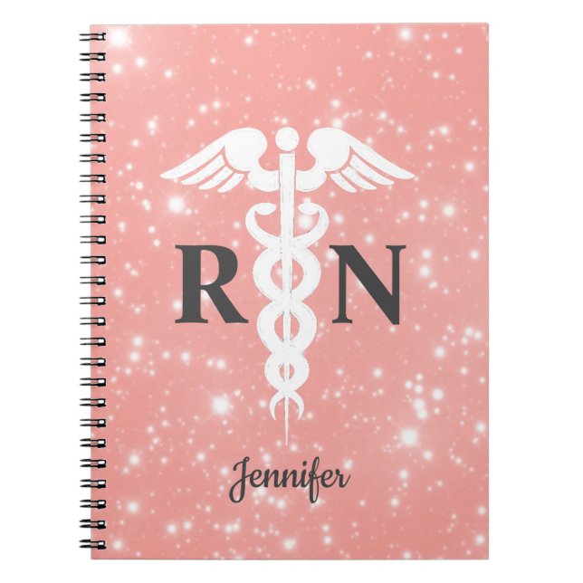 Registered Nurse Caduceus Pink Personalized Notebook (Front)