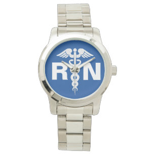 Registered Nurse Caduceus Royal Blue Silver Watch