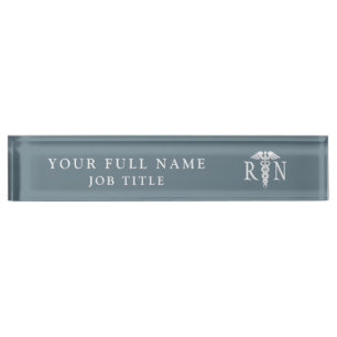 Registered Nurse Case Manager Dusty Blue Medical Nameplate