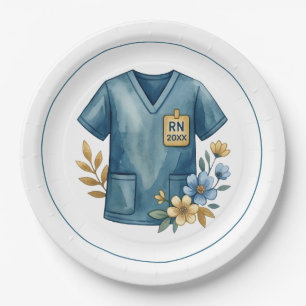 Registered Nurse Graduation Floral Design Paper Plate