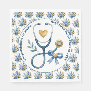 Registered Nurse Graduation Stethoscope Design Napkin
