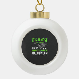 Registered Nurse Halloween Spiderweb and Raven Ceramic Ball Christmas Ornament