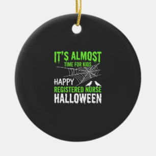 Registered Nurse Halloween Spiderweb and Raven Ceramic Ornament