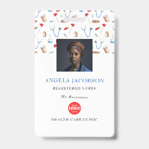 Registered Nurse Healthcare Logo Barcode Badge