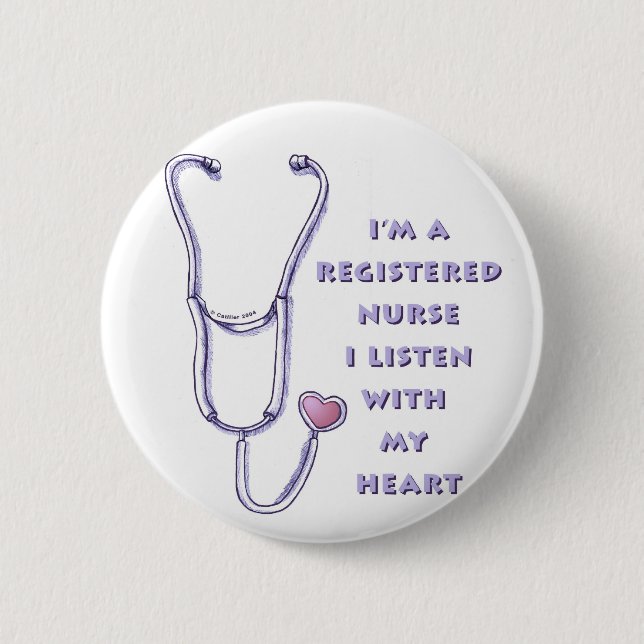 Registered Nurse Heart 2 Inch Round Button (Front)