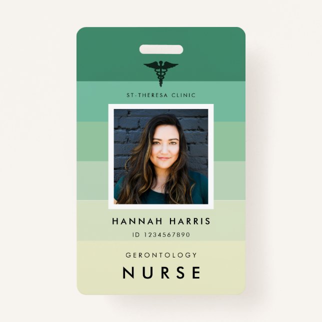 Registered nurse Hospital employee name tag photo Badge (Front)