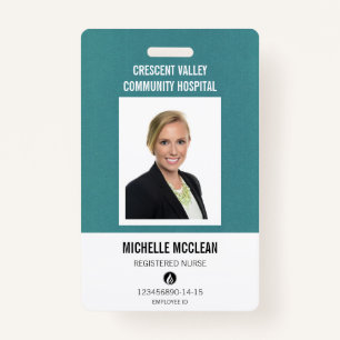 Registered Nurse ID Professional Teal Simple Badge
