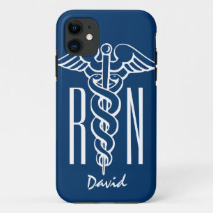 Registered Nurse iPhone cover   Blue RN caduceus
