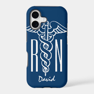 Registered Nurse iPhone cover Blue RN caduceus