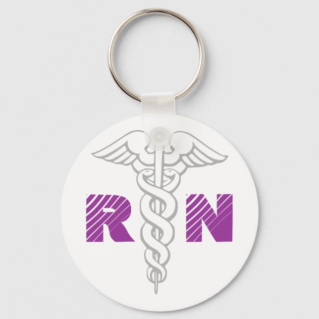 Registered Nurse Keychain with caduceus symbol (Front)