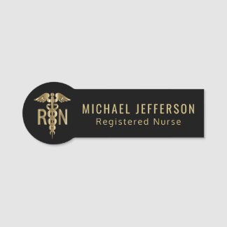 Registered Nurse - Logo - Black and Gold Name Tag
