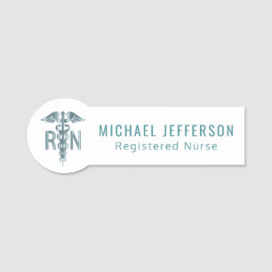 Registered Nurse - Logo -  Teal Blue Name Tag